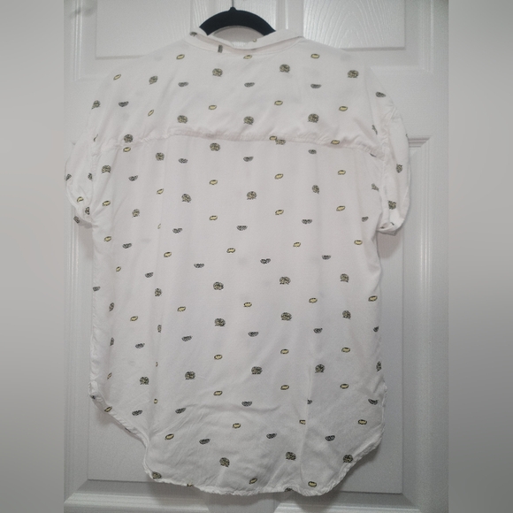 Per Se Elegant White Blouse with Black and Yellow Details - Picture 8 of 9